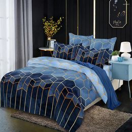 Bedding Sets Premium Luxury Light Style High Quality Gold Plated Line Geometric Ronnie Quilt Cover Set (No Sheet)