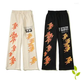 Men's Pants RRR123 Sweatpants For Men Women Clothing Flame To Make Old Retro American High Street Fashion Micro Stretch Tracksuit