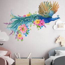 Adesivos de parede do padrão de flores de pavão adornam sua casa com uma atmosfera verde vibrante, adicionando um charme natural exclusivo à sala
