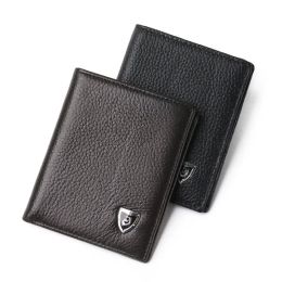 Small Wallet Men Genuine Leather Purses Cowhide Mini Wallets Black and Brown Quality Guarantee Card Holder Cartera