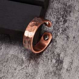 Vinterly Pure Copper Magnetic Rings for Women Adjustable Vintage 6mm Cuff Jewellery Wedding Bands Resizable Finger Mens Rings