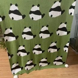 Blankets Creative Panda Nap Knitted Blanket Sofa Leisure Homestay Decoration Towel Air Conditioning Quilt Cartoon