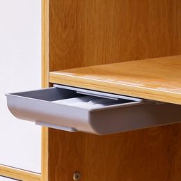 Under Desk Storage Box Invisible Drawer Desk Bottom Paste Type Finishing Box Dtudent Dormitory Desktop Creative Dtationery Box