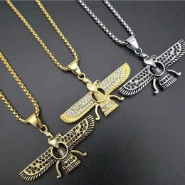 Pendant Necklaces Exotic Persian hip-hop titanium steel double-sided pendant Zoroastrian necklaceQ
