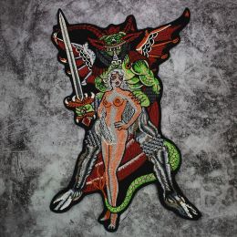 accessories Large Back Embroidery Monsters and Girl Patch Custom Design for Clothing Iron on Sticker Jackets Vests Motorcycle Cool Accessory