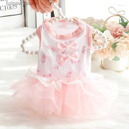 Dog Apparel Dog Apparel Lace Wedding Dress Pet Clothes Suspender Skirt Clothing Dogs Super Small Cute Chihuahua Print Summer Pink Girl Mascotas L46