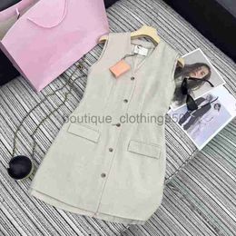 Basic & Casual Dresses Designer Women's Dress 24 Year Early Spring New Fashion and Simple V-neck Letter Patch Decorated with Fake Two Piece Vest Suit Skirt Luxury skirt