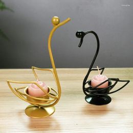 Candle Holders 2Pcs Set Swan Iron Crafts Holder Candlestick Romantic Tabletop Ornaments Wedding Party Decoration