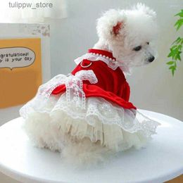 Dog Apparel Dog Apparel Pet Dress Elegant Chihuahua Princess With Lace Trim Bow Tie Breathable Mesh Clothes For Small Dogs Summer Skirt L46