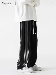 Men's Pants Straight Men Side Stripe Sporty Ankle Length American Style Spring Summer Aesthetic High Street Classic Normcore