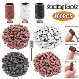 Nail Sanding Ring Bands 80/120/180Grit Electric Manicure Drill Grinding Heads UV Gel Polish Removal Pedicure Abrasive Tools