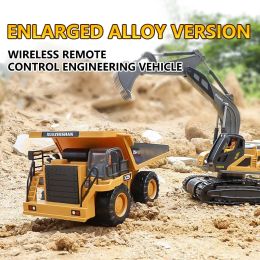 RC Excavator Dumper Car 2.4G Remote Control Engineering Vehicle Crawler Truck Bulldozer Car Toys for Boys Kids Christmas Gifts