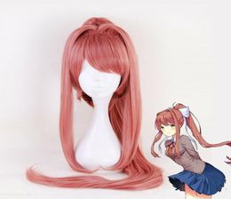 Game Doki Doki Literature Club Monika Cosplay Wig Brown Long Ponytail Hair 95cm9033633