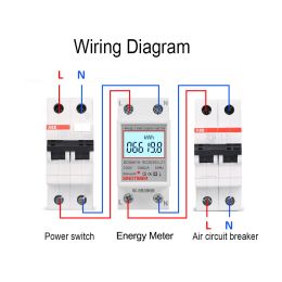 230V 5(80)A Single Phase Digital Wattmeter LCD Backlight Multimeter Voltage Current Power Metre kWh Energy Metre DIN Rail Mount