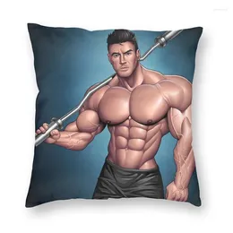 Pillow Gym Hunk Muscled Man Sexy Body Art Covers Sofa Decoration Gay Pride Boyfriend Square Case 45x45