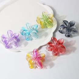 Transparent Colour Fashion Women Beach Vacation Egg Flower Hair Clips Flower Hair Claw Hairpin Women Girls Hair Accessories 022