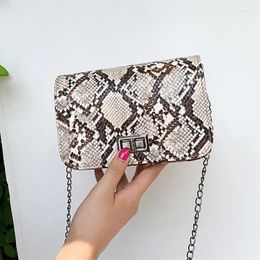 Shoulder Bags Summer Women Bag Fashion Chain Small Square Messenger Retro Color Contrast Snake Skin Pattern Oblique Crossbody