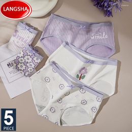 Women's Panties 5Pcs/Set Cotton Women Breathable Underwear Lovely Young Girls Briefs Sexy Low Waist Panty Underpants Female Lingerie