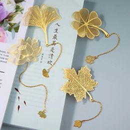 Hollow Metal Bookmark Exquisite Leaf Flower Tassel Pendant Accessories Student Reading Mark Aesthetic Stationery Book Page Clip