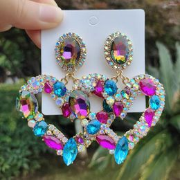Dangle Earrings Vedawas Luxury Sparkly Colourful Rhinestone Glass Heart-Shaped Drop For Women High Quality Crystal Jewellery Wedding Gifts