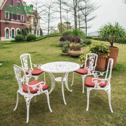 2023 Outdoor Garden Furniture Set Patio White Rose Design Table and 4 Chairs