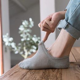 Men's Socks Fashion Happy Men Boat Summer Autumn Non-slip Silicone Invisible Cotton Male Ankle Sock Slippers Meia