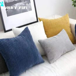 Pillow Free Shopping Striped Corduroy Fabric Solid Color Cover 45x45CM Sofa Bed Decoration Classic Simple Pillowcase