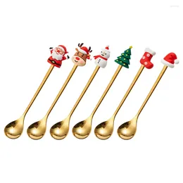 Spoons Christmas Stainless Steel Stirring Pedant Coffee Tea Dessert Mixing Soup Metal