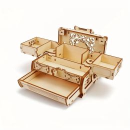 3D three-dimensional wooden puzzle gift, hand assembled mechanical creative treasure box, jewelry box that can be opened