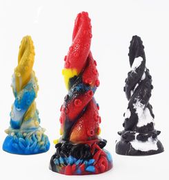 Octopus Anal Sex Toys Butt Plug Tentacle Fantasy Dildo Cock Screw Silicone Penis Colorful Anus Massage Adult toys9052938