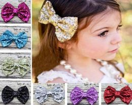 Baby Girl Kids Sequin Bowknot Bow Hair Clip Sweet Infant Glitter HairPins Europe Style Baby Headdress Accessories4353057