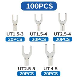 50PCS/lot M3 M4 M5 Ring Lugs Crimp Terminals Non-insulated Ferrules Spade Type Electrical Wire Connector Cable Shoes OT-UT Kit