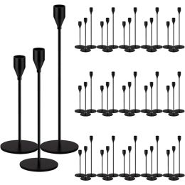 48 Pack Candle Holders Taper Candle Holders Tall Metal Candle Stands Holders for Table Centrepiece Modern Decor, Matte Black