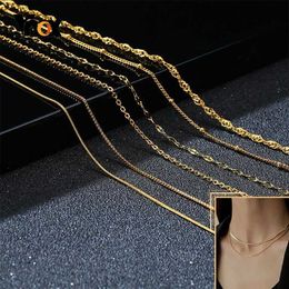 Collane a pendente vnox sottile scatola di serpente sottile singapore o-catena collana da donna collana in acciaio inossidabile oro 40-45 cm longqq