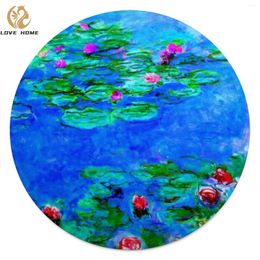 Blankets Red Floral Blanket Monet Water Lilies Fashion Fuzzy Round Bedspread Fleece For Po Shoot Soft