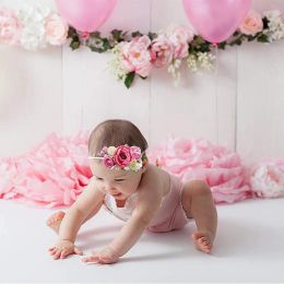 Baby Girl Flower Crown Elastic Headband Stretch Bands Infnat Kids Photography Props Accessories Toddler Hair Wear Handmade