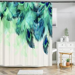 Shower Curtains Colourful Feathers Flowers Birds Curtain Bathroom Waterproof Fabric Bath Polyester With Hooks