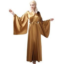 Bridesmaid Dress Elegant Elastic Silk Like Satin Bath Robe For Women Golden Side Split Strap High Quality Nightgown Plus Size Same As Otb7C