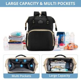 Kids Mummy Backpack USB Interface Baby Care Newborn Nappy Stroller Organizer Foldable Baby Crib Diaper Bag with Changing Pad