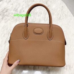 Bolide Leather Handbag Trusted Luxury Womens Bags 2024 New Fashion Genuine Leather Shell Bag Lychee Grain Cow Leather Bag One Shoulder Handhe have logo HB081H