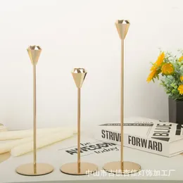 Candle Holders 3pcs Simple Gold Home Romantic Candlelight Dinner Wedding Candlestick Decoration