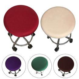 Round Chair Cover Bar Stool Elastic Seat Cover Solid Color Anti-Dirty Home Chair Slipcover Seat Protector Removable Office Chair