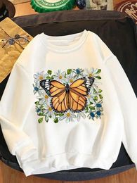 Women's Hoodies Cartoon Butterfly Trend Cute Women Fleece Clothing Print Long Sleeve Clothes Female Fashion Pullovers Graphic Sweatshirts
