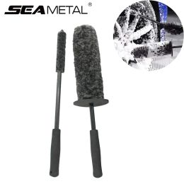 SEAMETAL Premium Microfiber Car Wheel Brush Non-Slip Handle Car Wash Brush Easy Cleaning Tools for Car Rims Spokes Wheel Barrel