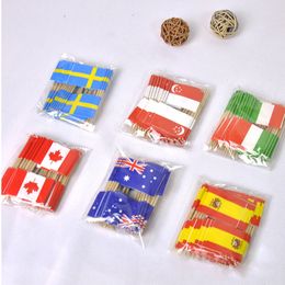 100Pcs/Set Mini Czechish Flag Cupcake Cocktail Cake Topper Toothpick Stick Party Bar Restaurant Accessories Flag Of Czech