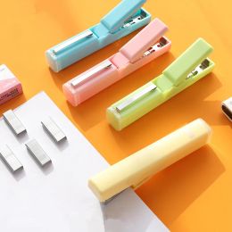 Stapler Pen Shape Stapler + Staple Mini Stapler Set Stapling Paper NO 10 Macaron Colour Binding Office Stationery Binder Book School