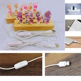 LED Luminous Base Diy Lamp Holder for Creative Night Light Rectangular Wooden