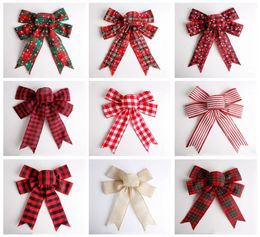 Grid Christmas Bowknot Red Green Bow Decoration Christmas Tree Decoration Ornament New Year Festival Party Home Wedding Decor VT175457605