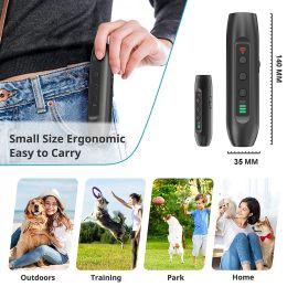 Ultrasonic Dog Repeller Rechargeable Plastic Electronic Training Devices with LED Flashlight Control Trainer Device Pet Supplies