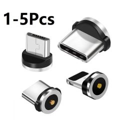 1-5Pcs Magnetic Cable Plug Round Fast Charging Adapter Tips For iPhone 14 Samsung Huawei Xiaomi Magnet Charge